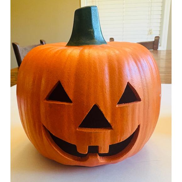 (2) Ceramic Jack O Lantern Decorative Pumpkins - Fall Autumn Halloween - Picture 7 of 11